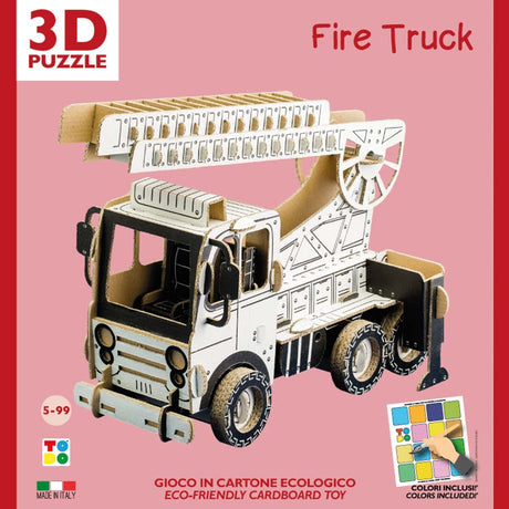 3d cardboard model kit for a fire truck