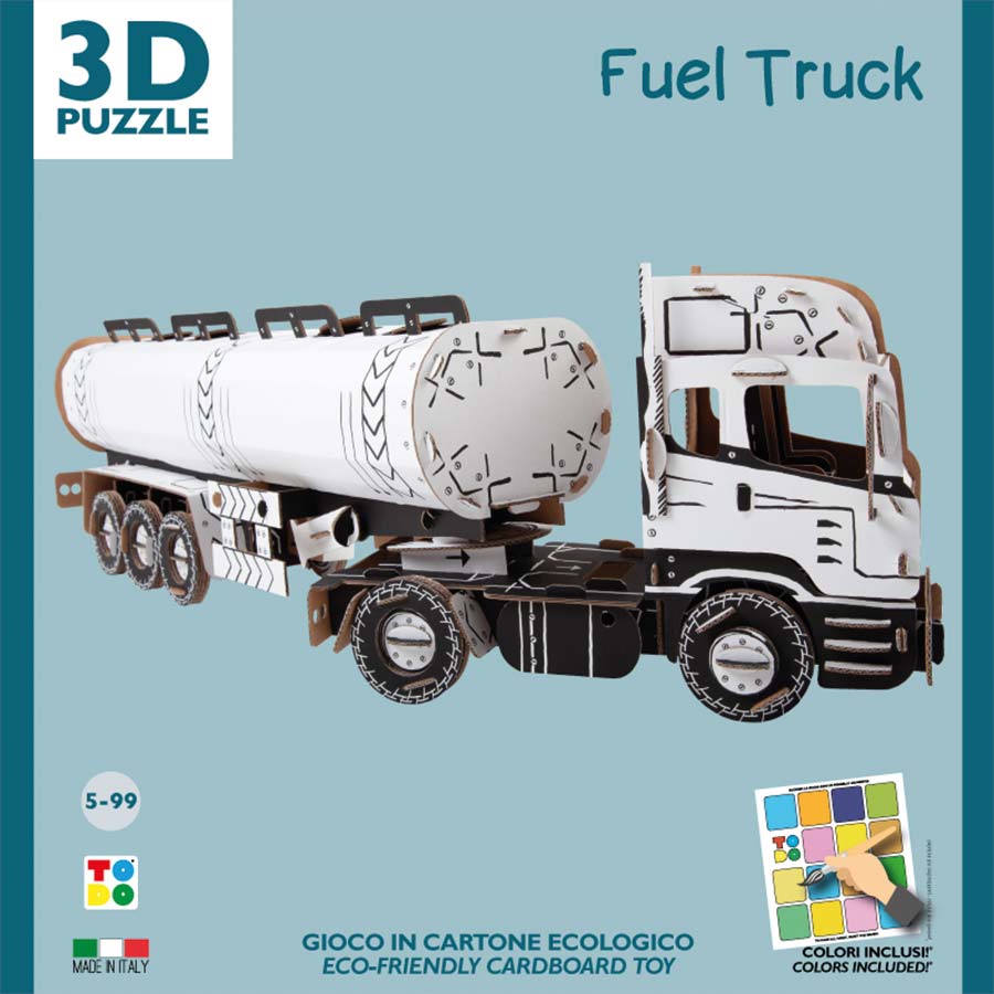 3d cardboard puzzle of a fuel truck