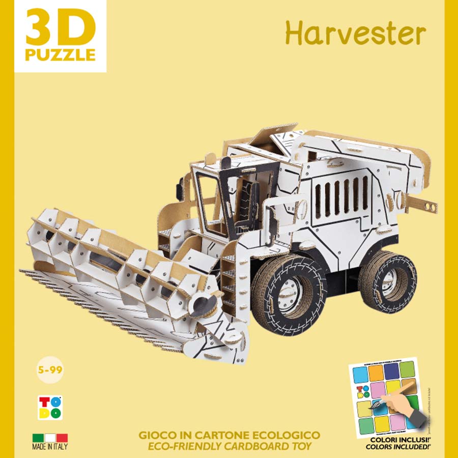 3d cardboard model of a combine harvester