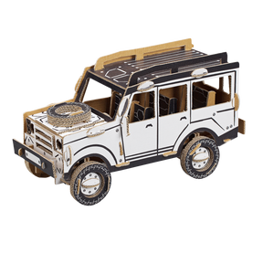 3d cardboard model of a jeep that is ready for painting