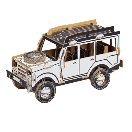 3d cardboard model of a jeep that is ready for painting