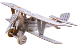 Cardboard model of a biplane with a propeller on a white background
