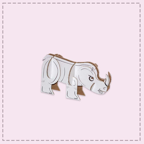 3d cardboard rhino model blank waiting to be coloured in