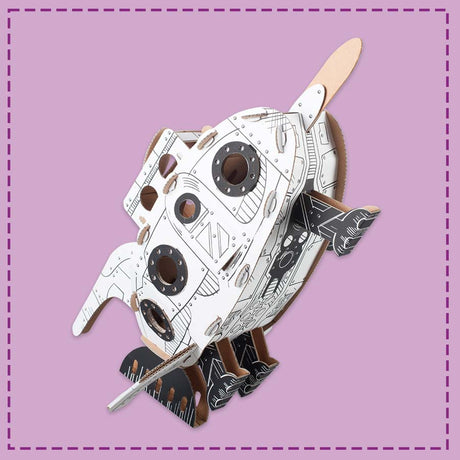 3d cardboard rocket ready for painting