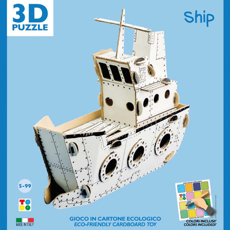 3d cardboard model ship kit in a box