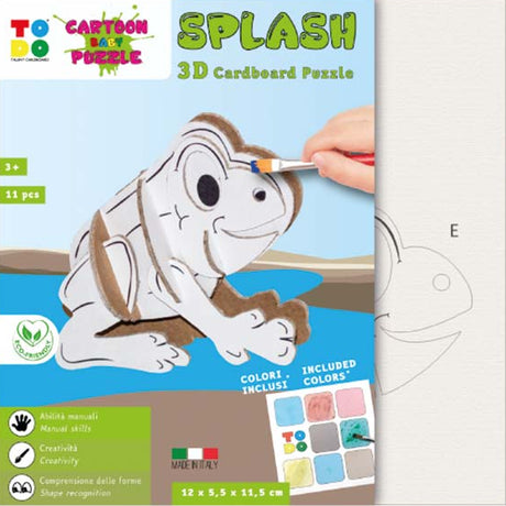 3D Cardboard Puzzle of a frog for colouring in and assembly