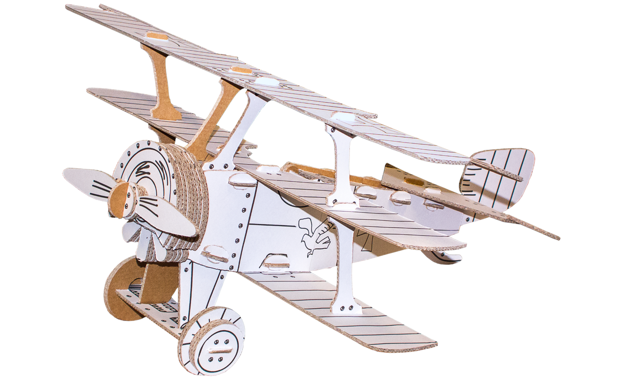 cardboard red baron plane ready to be coloured in