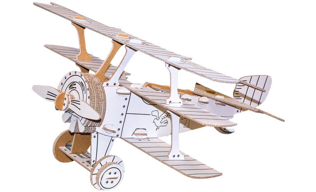 cardboard red baron plane ready to be coloured in