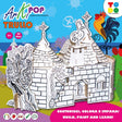 3D building puzzle with coloring guide on a colorful background, featuring the brand 'Art Ki Pop'.