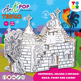 3D building puzzle with coloring guide on a colorful background, featuring the brand 'Art Ki Pop'.