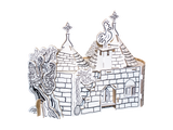 3d cardboard puzzle of cottage trullo ready for painting