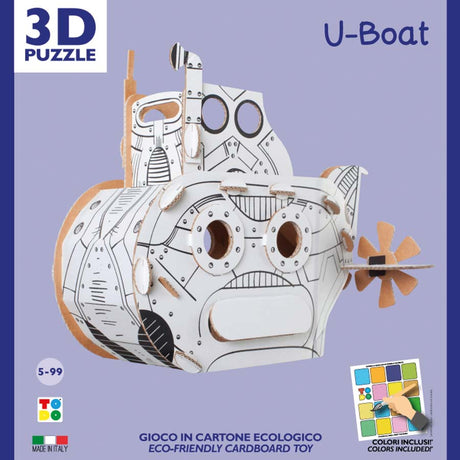 3d cardboard model kit of a submarine