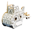 Cardboard model of u boat with intricate details on a white background