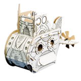 Cardboard model of u boat with intricate details on a white background